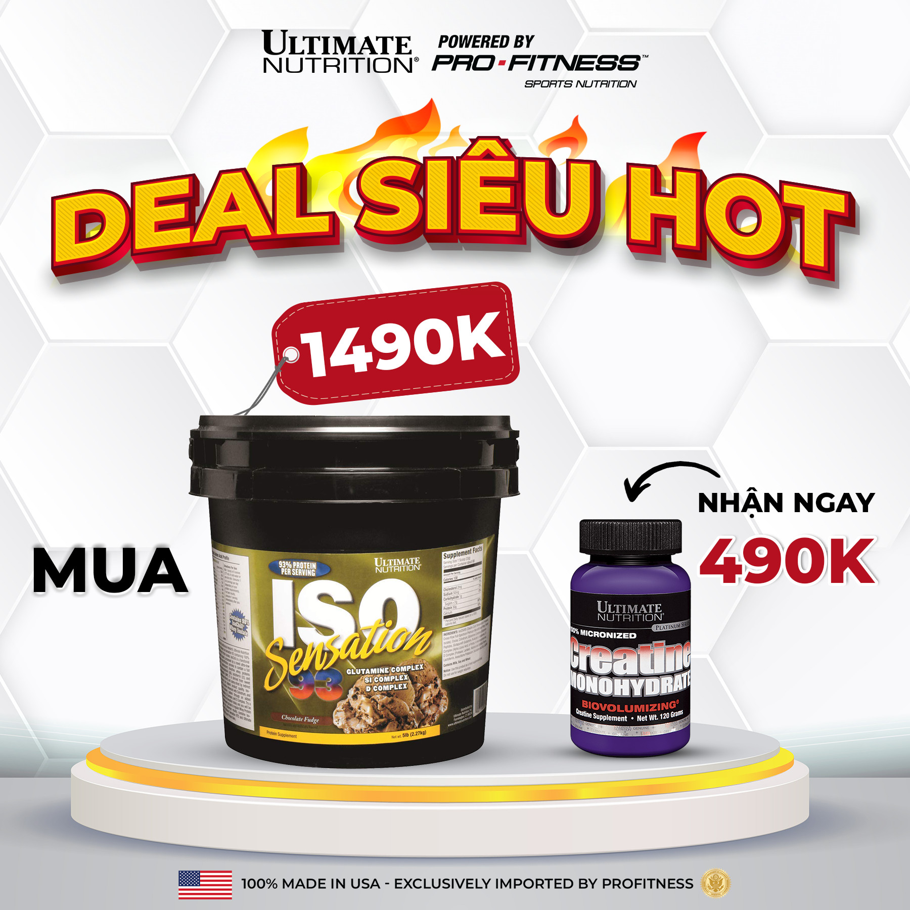 Whey Protein tăng cơ giảm mỡ Iso Sensation 93 5lbs Ultimate Nutrition - Whey Isolate tăng trưởng cơ nạc giảm mỡ