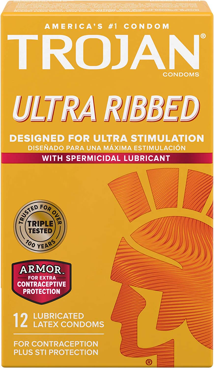 Bao Cao Su Gân Trojan Stimulations Ultra Ribbed Spermicidal Condoms USA