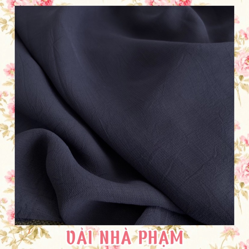 Lụa tằm ý dập gãy màu xanh đen - khổ vải 1.5m - vải nhà phạm