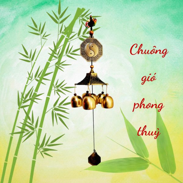 Chuông gió bát quái phong thủy bằng đồng thu hút tài lộc, vượng khí