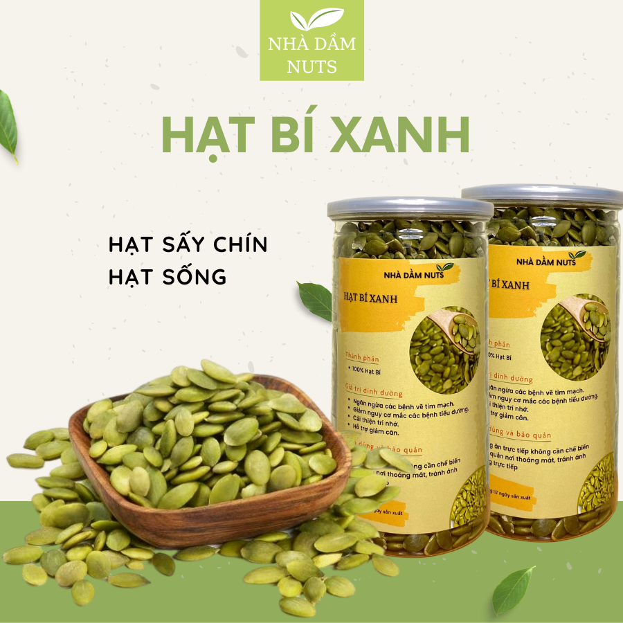 Hạt bí xanh tách vỏ sấy chín - sống nhân bí xanh ấn độ hạt dinh dưỡng đồ ăn vặt nhadamnuts