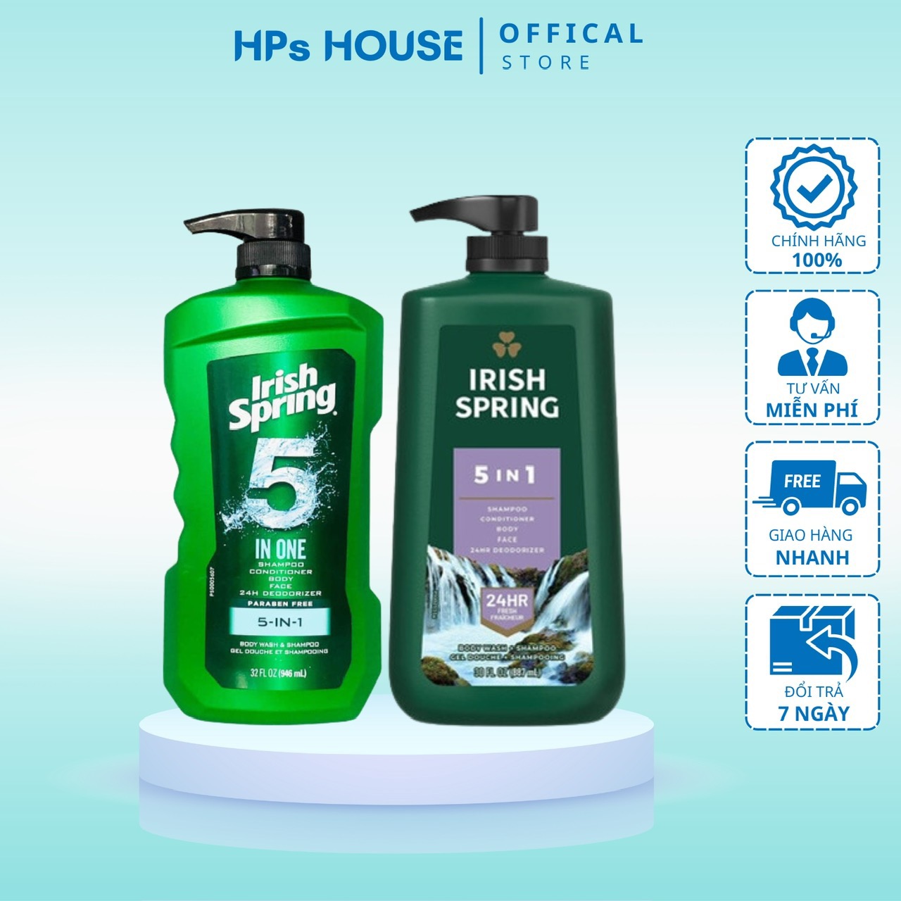 Sữa tắm gội khử mùi thơm mát 24h Irish Spring Body Wash 5in1 - 946ml dành cho Nam