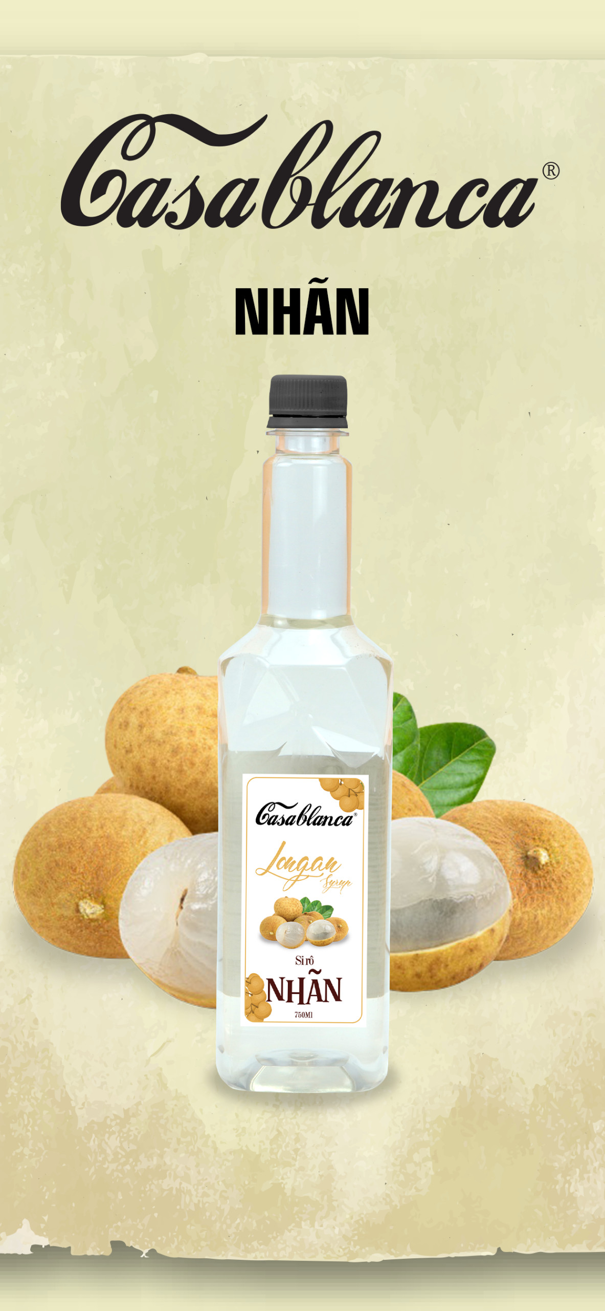 Siro / syrup casa blanca hương nhãn chai 750ml