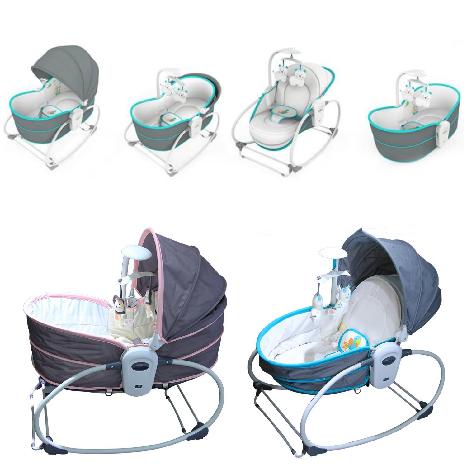 Nôi rung bập bênh kiêm xách tay và ngủ chung giường bố mẹ cho bé 5 trong 1 Mastela - Chính hãng - Bảo hành 1 năm