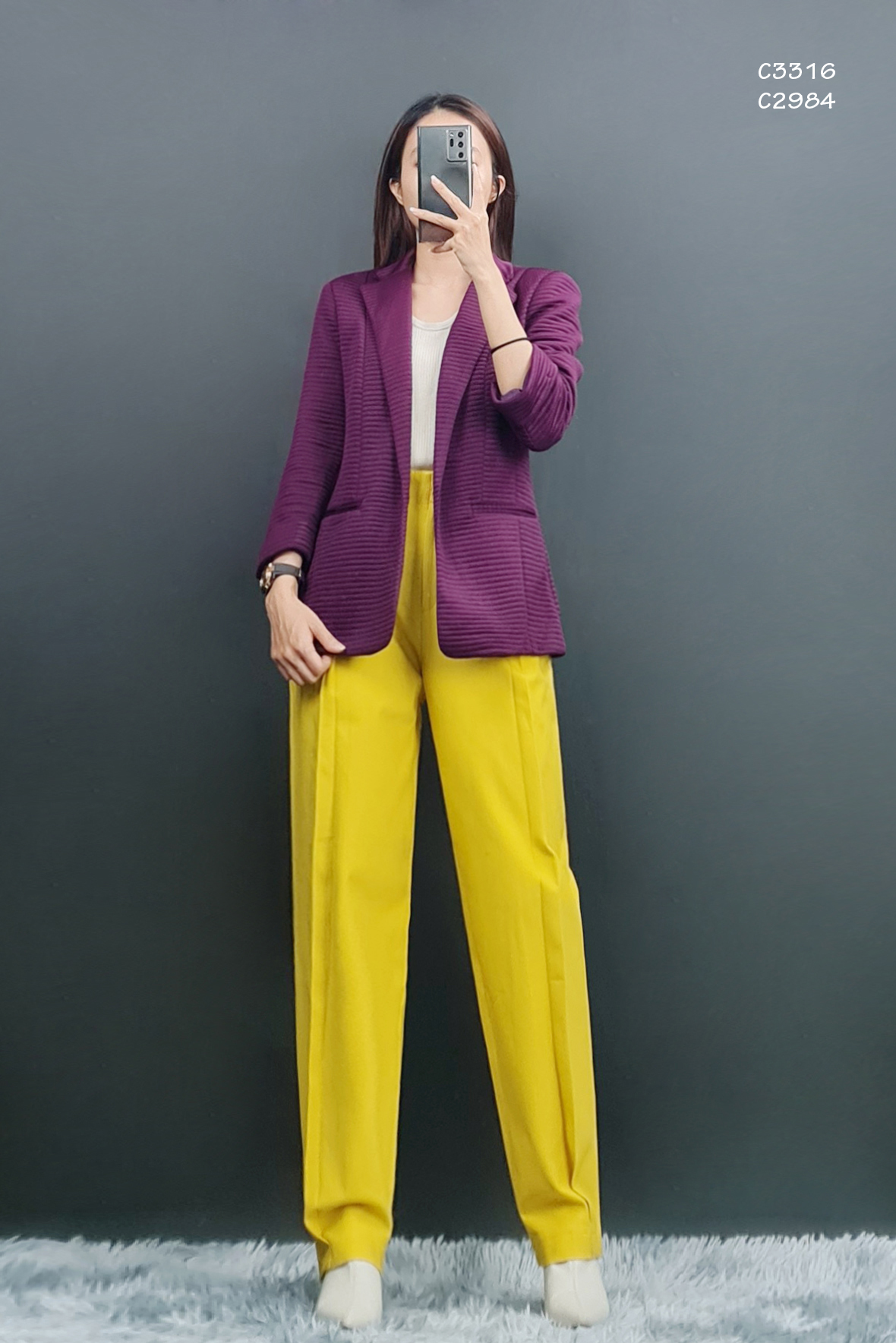 C3316 - 	áo khoác vest , tay lở, lật tay, trơn