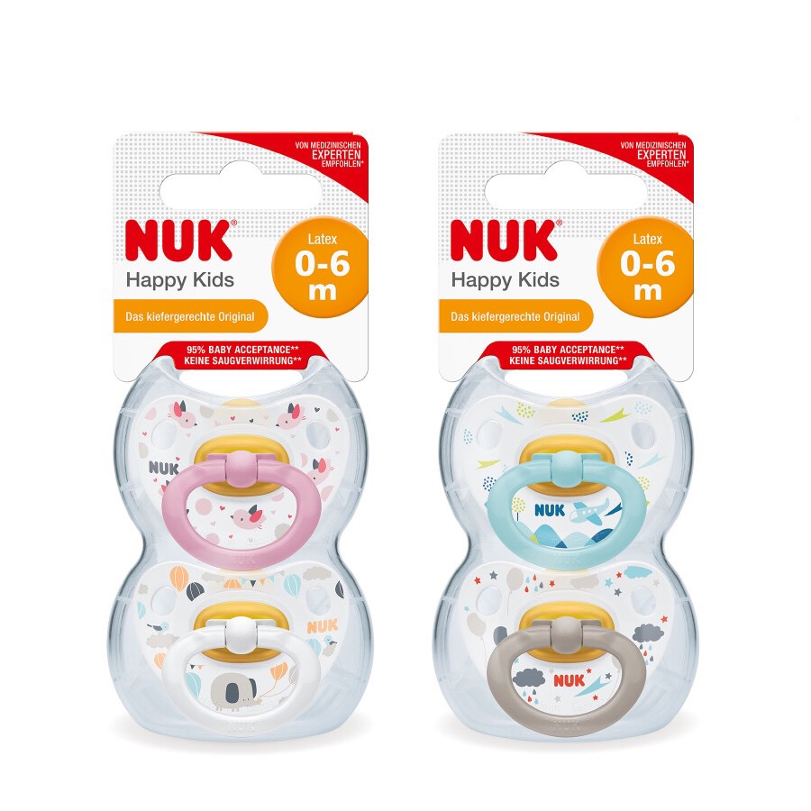 Bộ 2 Ti Giả NUK Happy Kids 0-6m NU32215