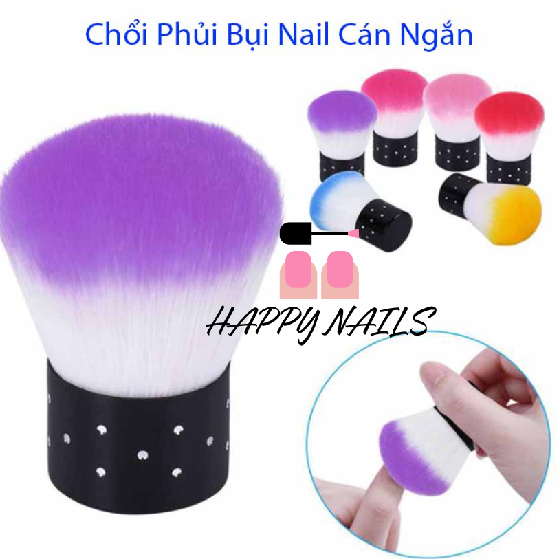 Chổi phủi bụi nail cán ngắn, cọ phủi bụi móng - Chổi phủi bụi nail chuyên dụng cho dân làm móng lông dày, mềm mượt