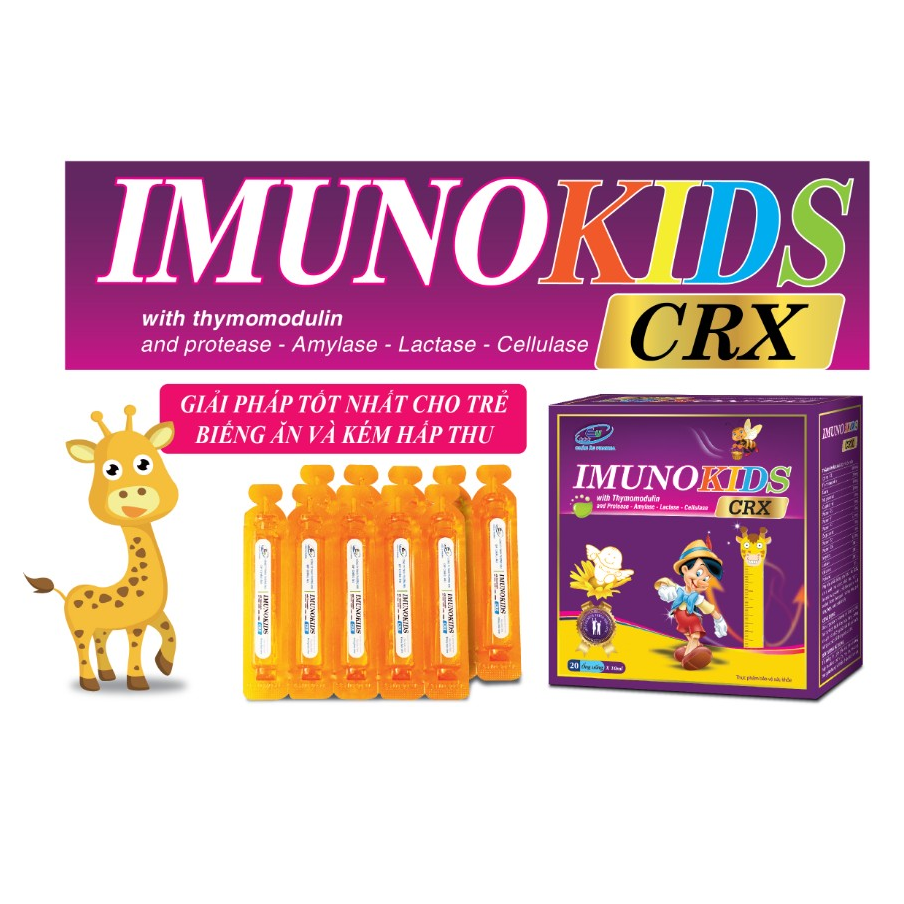 Siro Ăn Ngon Và Tăng Cường Miễn Dịch Imunokids - Giúp Trẻ Hết Biếng Ăn Và Kém Hấp Thu, Tăng Cường Cức Đề Kháng - Hộp 20 Ống Nhựa Bẻ Ngọt Thơm Dễ Uống