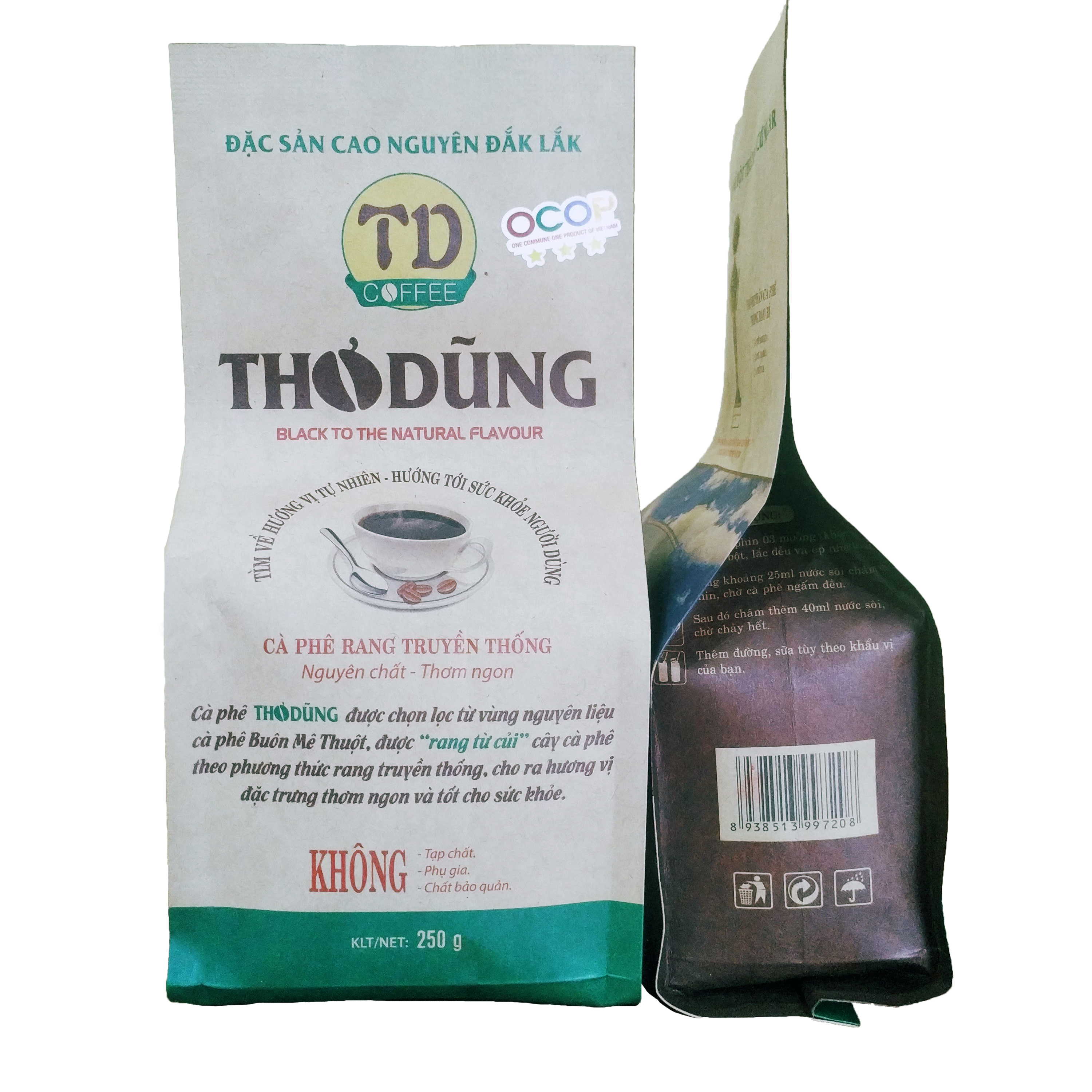 Cà phê nguyên chất rang củi culi robusta - arabica 250gr – hạt/bột