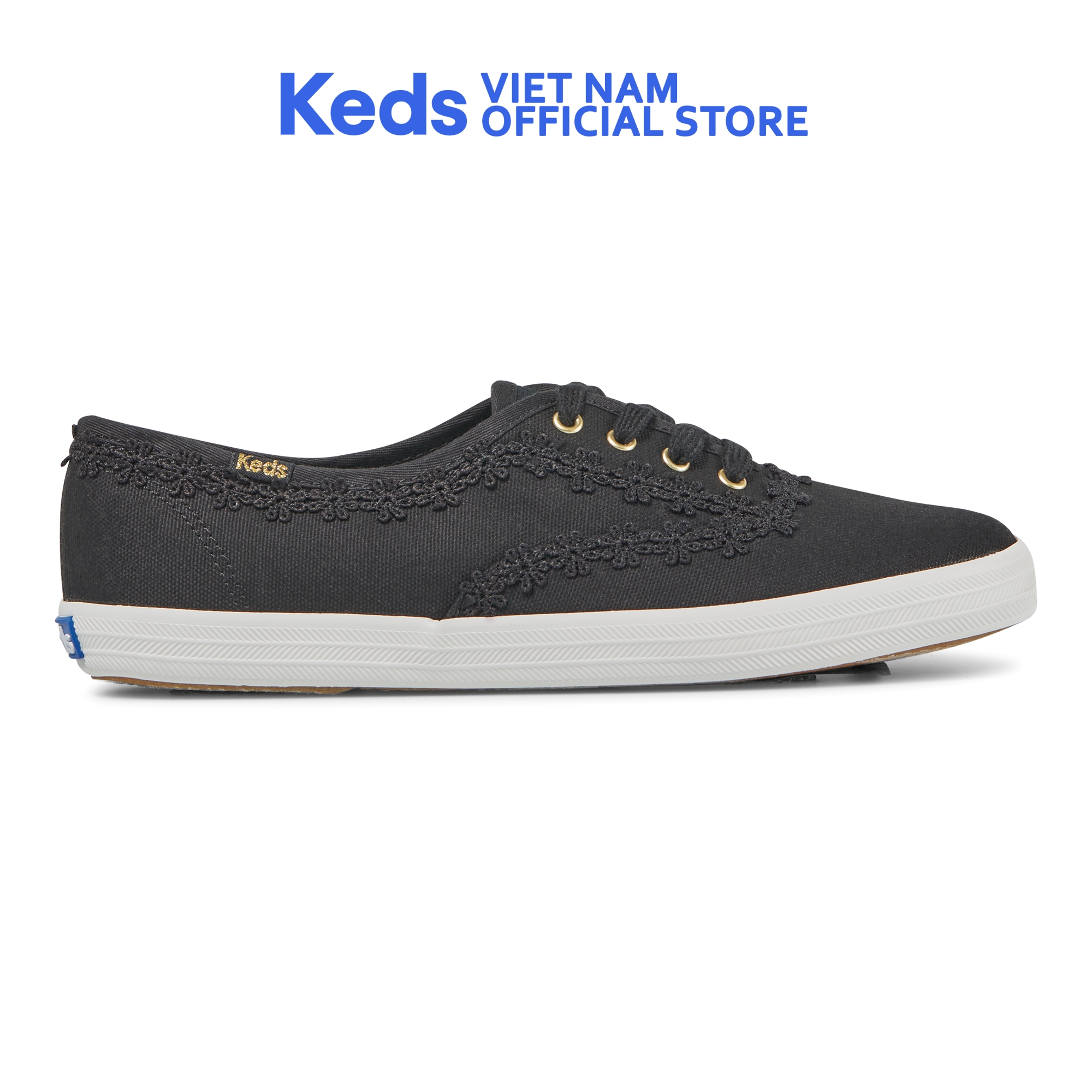 Giày Keds Nữ- Champion Crochet Trim Black- KD066668