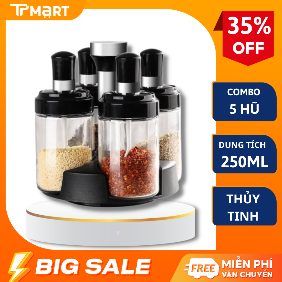 Hủ đựng gia vị nhà bếp, Hũ thủy tinh đựng gia vị 250ml, Hũ thủy tinh có nắp