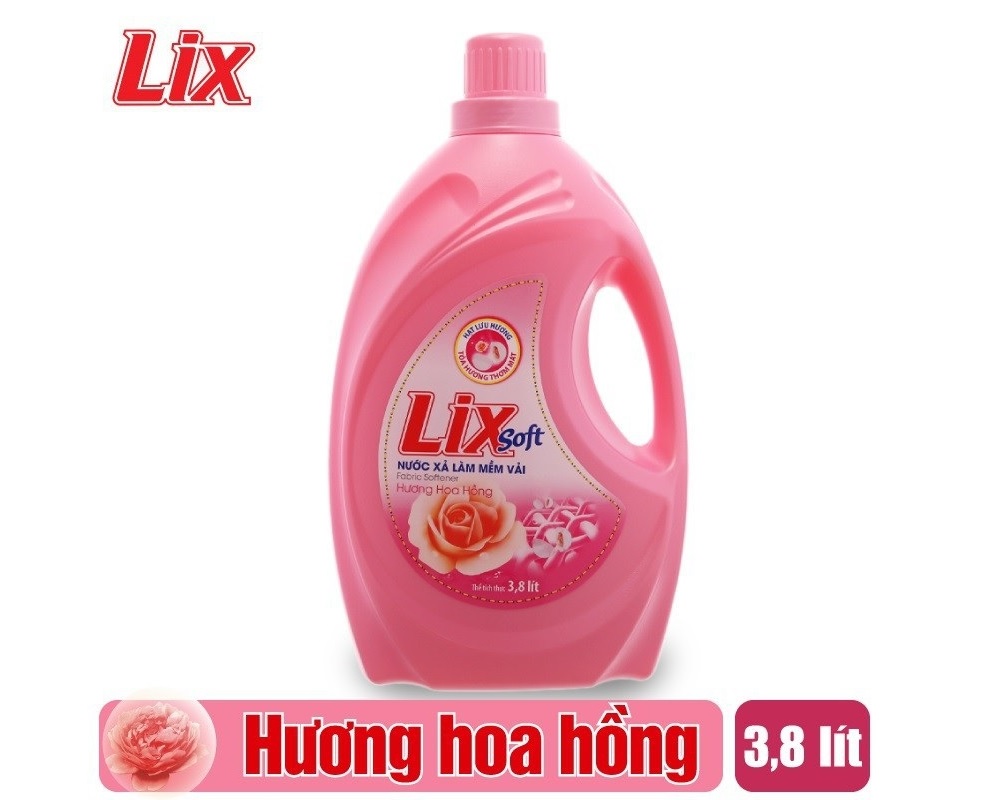 nước xả vải lix soft hương hoa hồng 3.8 lít lsh38 1
