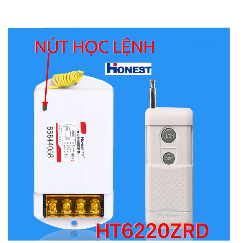[Có học lệnh 30A/HT6220ZRD] Bộ Thu Phát Điều Khiển Từ Xa Honest HT-6220ZRD-1 30A/220V khoảng cách 100-1Km ,bộ công tắc điều khiển từ xa bật tắt máy bơm nước động cơ, đèn ,công tắc wifi công tắc điện thông minh điêu khiển