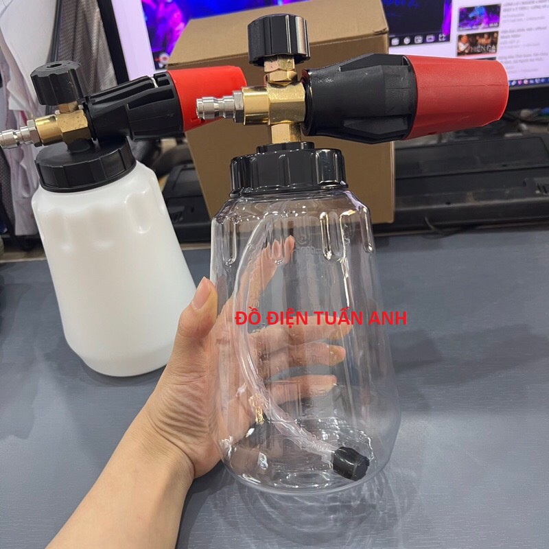 Bình xịt bọt tuyết máy rửa xe 1000ml kèm khớp nối nhanh gắn vòi xịt rửa, bình bọt tuyết cho máy rửa xe giúp tạo bọt nhanh