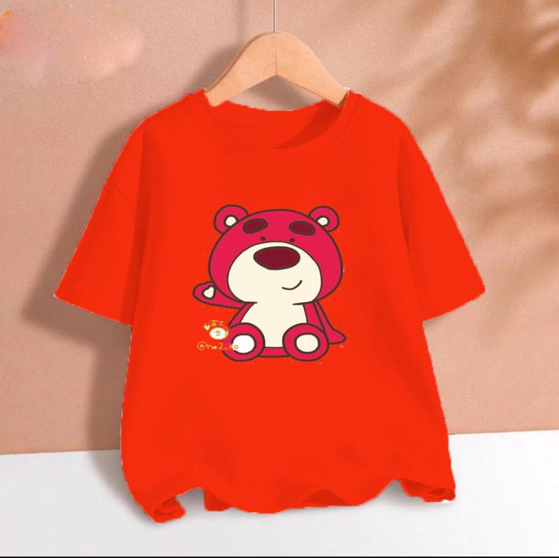 Áo thun cho bé gái gấu hồng chất cotton phom rộng size từ 9 đến 65kg