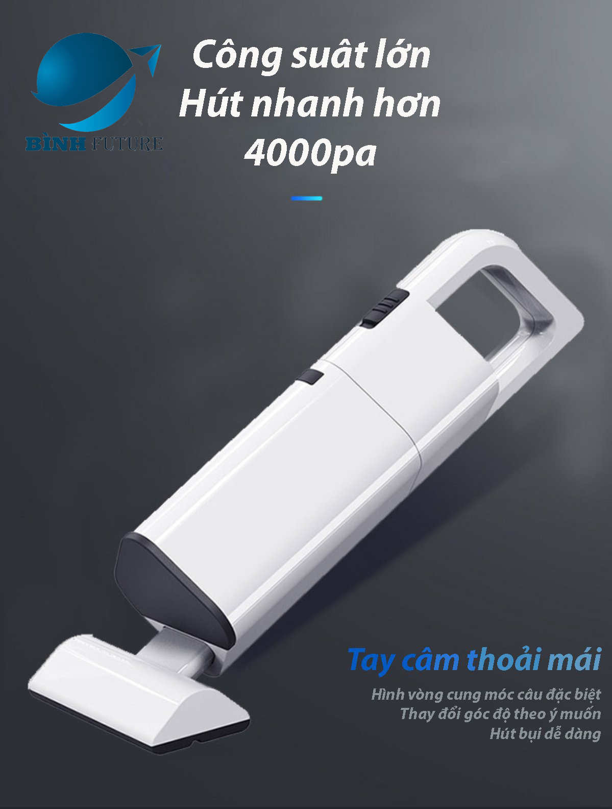 Máy hút bụi cầm tay không dây Aikesi [ Tặng 4 đầu hút ] - Hút lông chó mèo , oto , gia đình tiện dụng