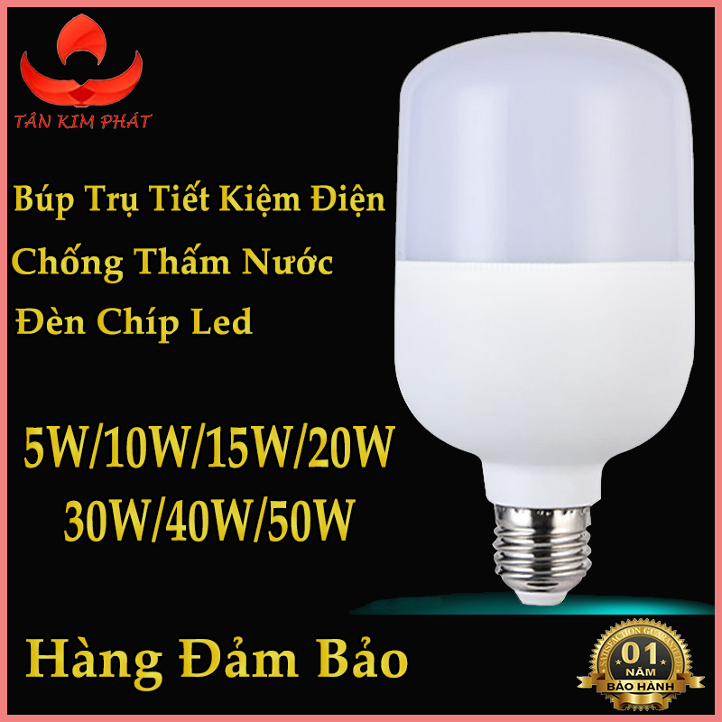 Bóng Led Bulb trụ nhựa ánh sáng trắng (10W - 20W - 30W - 40W - 50W ) cao cấp ánh sáng trắng