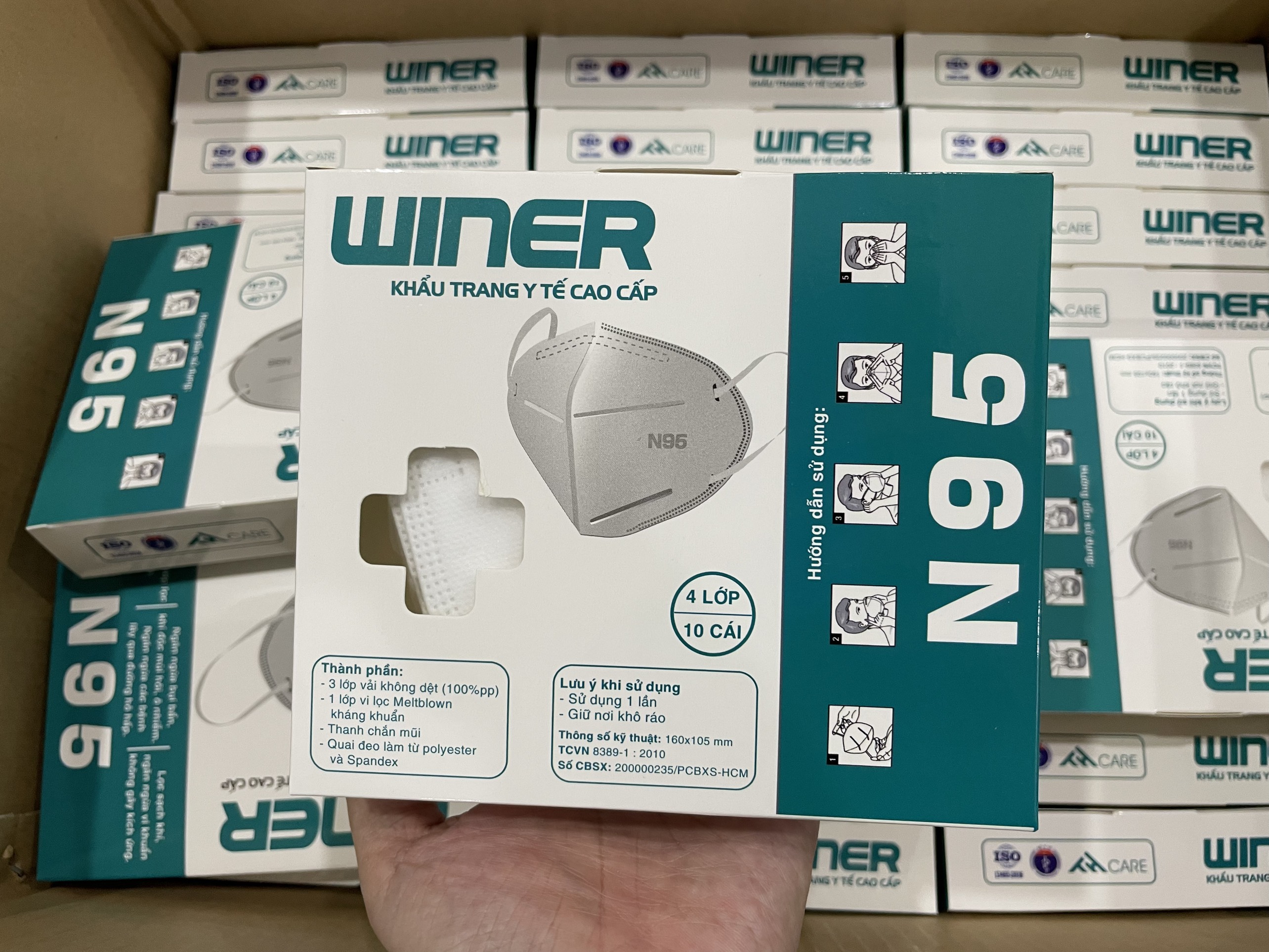 Hộp 10 cái khẩu trang y tế 4 lớp N95 Winer chống bụi, lọc sạch khí, ngăn ngừa vi khuẩn