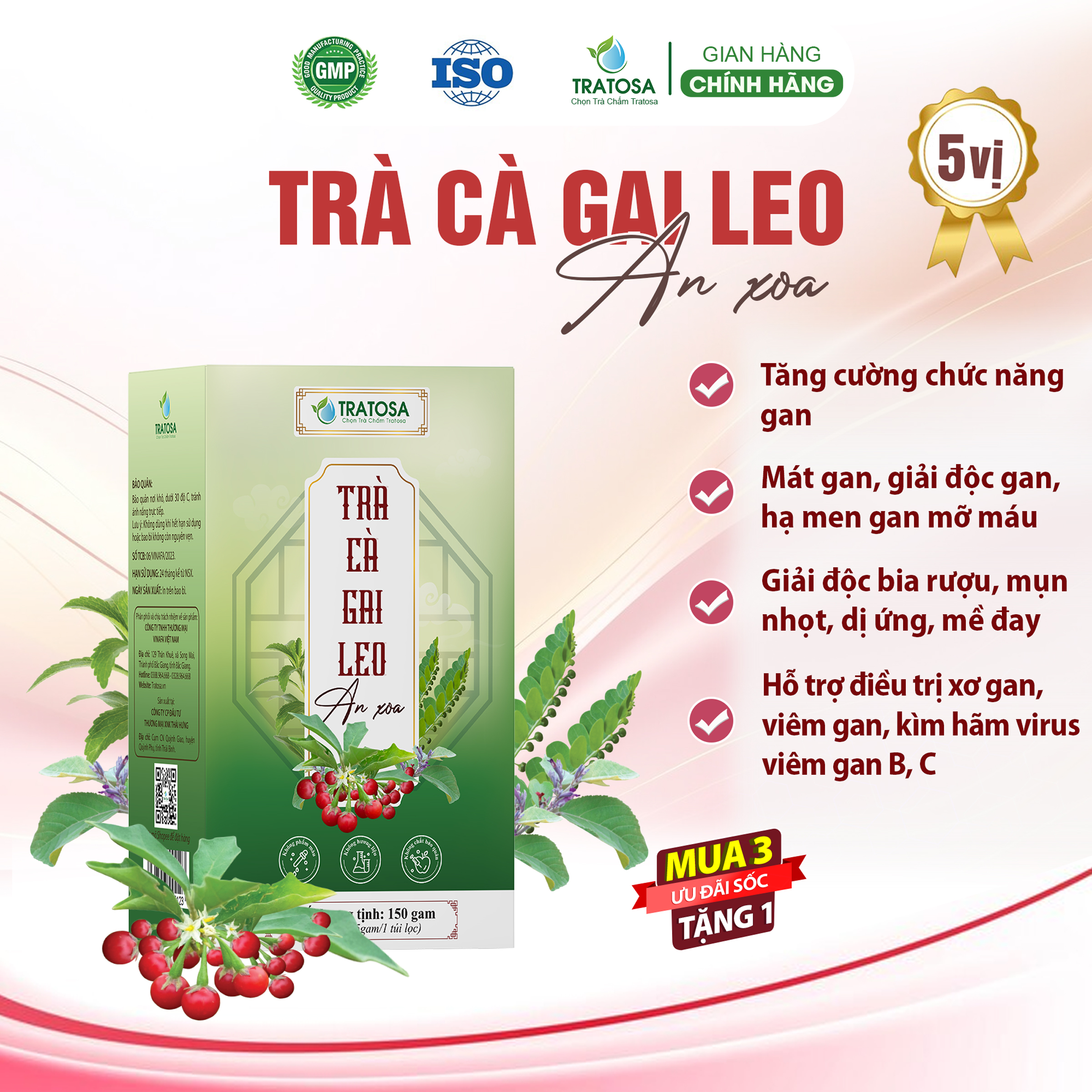 Trà cà gai leo an xoa tratosa 7 vị giúp mát gan,giải độc gan,hạ men gan,mỡ máu kìm hãm virus viêm gan b,c