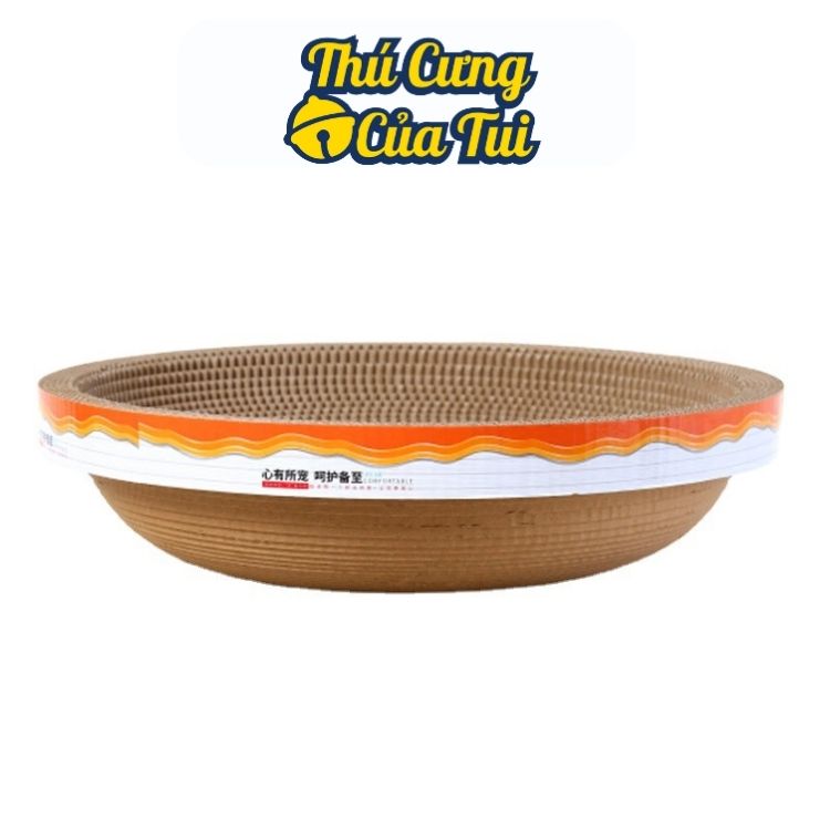 Bàn cào móng tròn bằng giấy lõm trong đồ chơi cho mèo cao cấp - thú cưng của tui