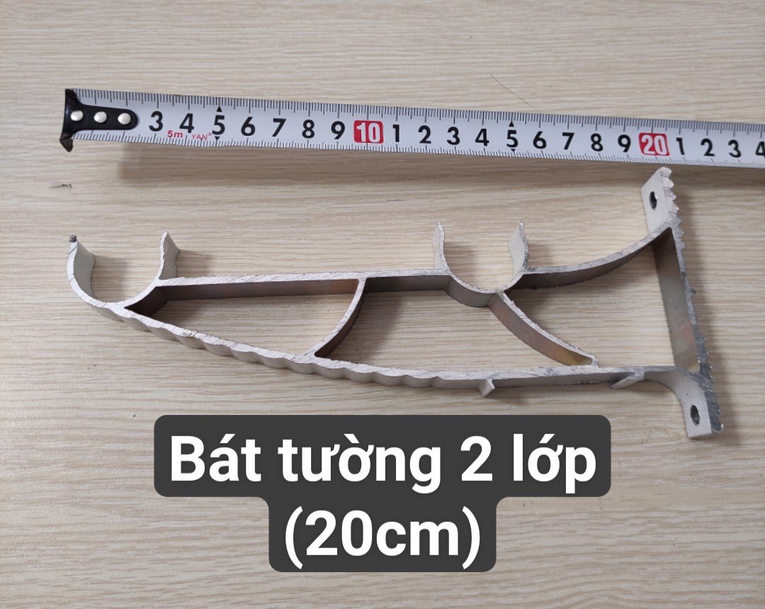 Bát tường đôi, giá đỡ thanh treo rèm 2 lớp chiều dài 20cm, phụ kiện lắp rèm cửa