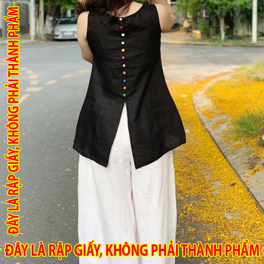 Rập giấy ww065 - bộ áo dáng xòe, quần rộng ống suông