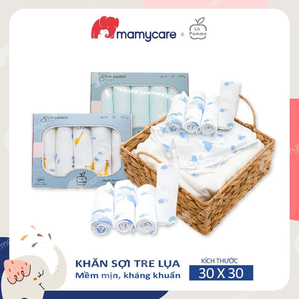 【HOT SALE】 Khăn sữa sợi tre La pomme 30x30 khăn xô đa năng an toàn cho bé 1 chiếc