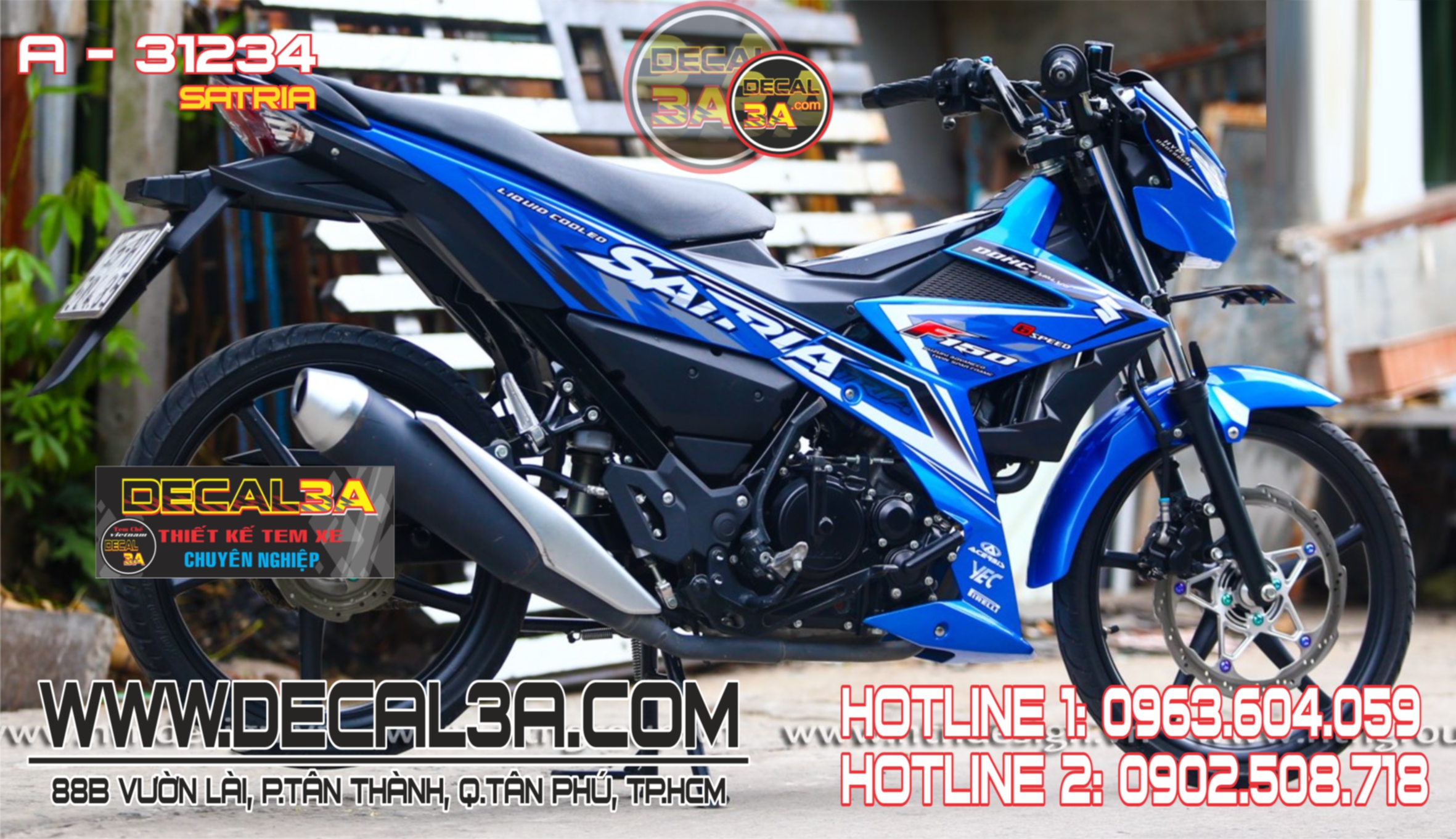 Tem rời satria f150 fi xanh