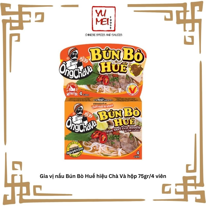 Viên Súp Nấu Bún Bò Huế hiệu Chà Và hộp 4 viên 2L nước 72gr/hộp