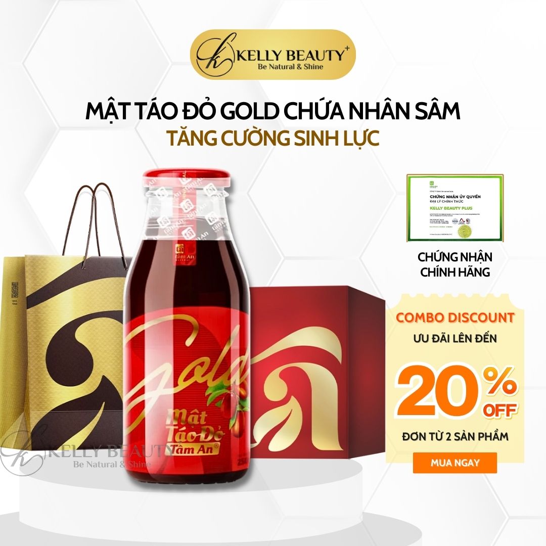 Mật táo đỏ nhân sâm gold tâm an - tăng cường sinh lực, cải thiện trí nhớ | kelly beauty