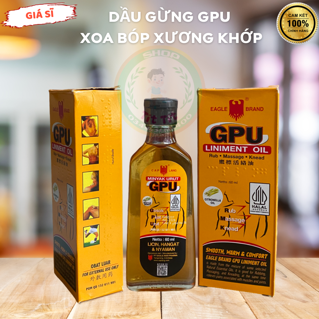  Dầu nóng xoa bóp xương khớp GPU 60ml Indonesia 