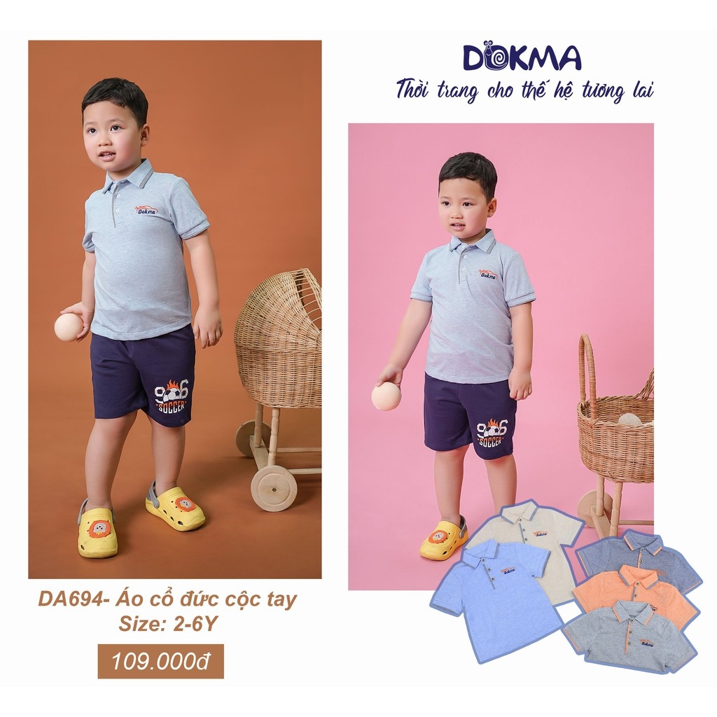 2-6Y Áo cộc tay cổ đức bé trai Dokma DA694