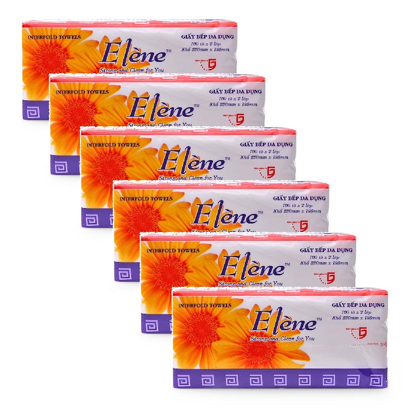 Combo 6 gói Khăn giấy bếp đa dụng Elene gói 100 tờ