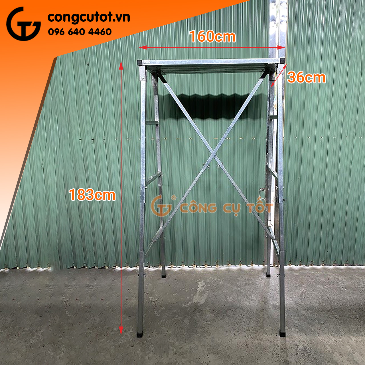 Giàn giáo di động đa năng - chiều cao có thể thay đổi theo ý muốn - giàn giáo gấp gọn GT4387 cao 1m83 tùy chỉnh mặt đứng 160x36cm nặng 22kg chắc chắn