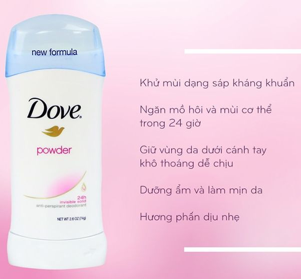Lăn khử mùi dạng sáp Dove 24h Invisible Solid Anti-perspirant Deodorant của Mỹ lăn 74gr