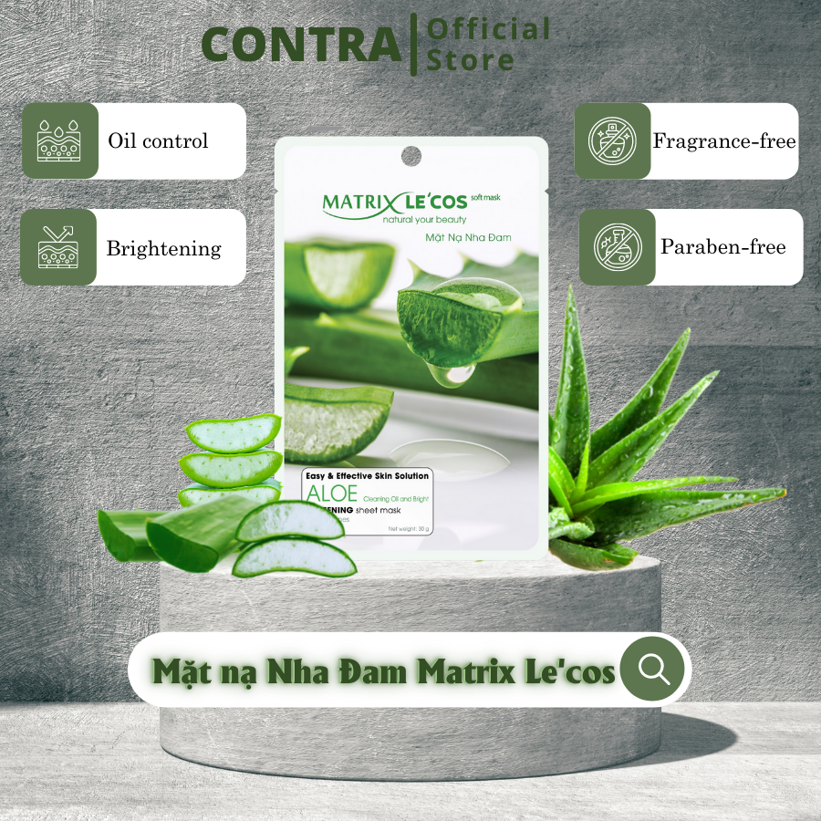 Mặt nạ giấy Nha Đam sạch nhờn và cấp ẩm tức thời Matrix Le'cos | Contra Cosmetics