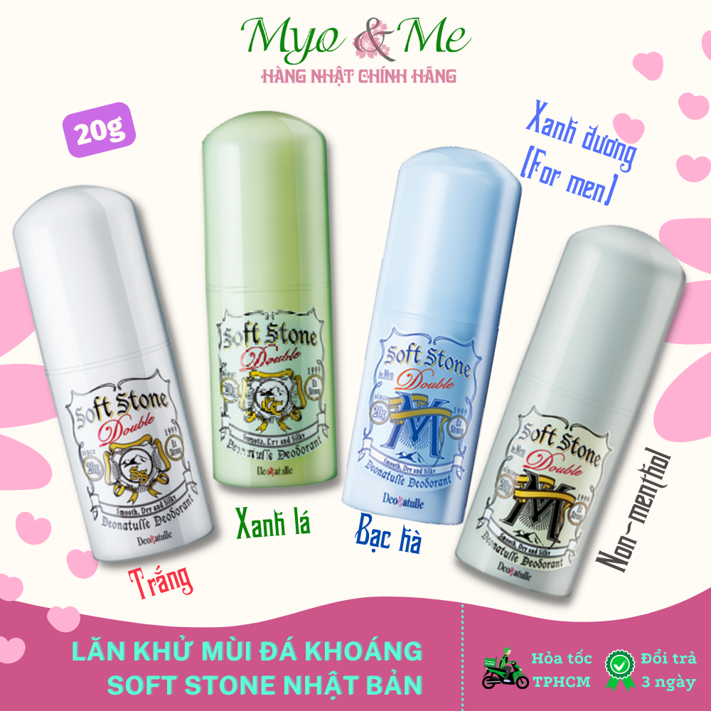 Lăn khử mùi đá khoáng Soft Stone Nhật Bản ngăn tiết mồ hôi, khử mùi hiệu quả 20g