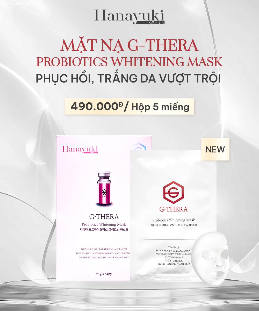 Mặt nạ g-thera probiotics whitening hanayuki mặt nạ dưỡng trắng men vi sinh g-thera probiotics whitening