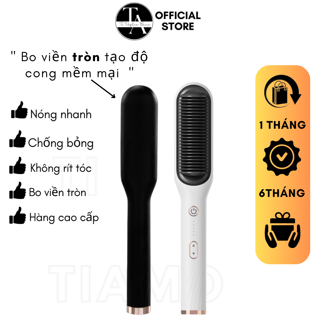 Lược điện đa năng Máy Uốn tóc ép tóc Duỗi tóc chải tóc tạo kiểu uốn thẳng 3in1 TIAMO Kiểu Máy làm tóc đa năng chuyên nghiệp dành cho salon 5 mức nhiệt nóng nhanh