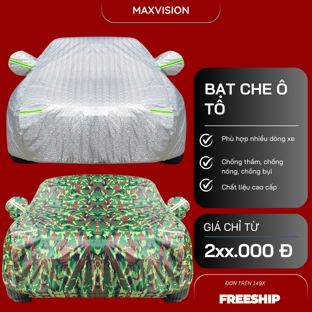 Bạt phủ xe ô tô, bạt phủ xe hơi, áo trùm che phủ ô tô nhôm bạc 4-5 chỗ, 3 lớp chống nóng chống mưa xước sơn, bảo vệ an toàn xế hộp của bạn