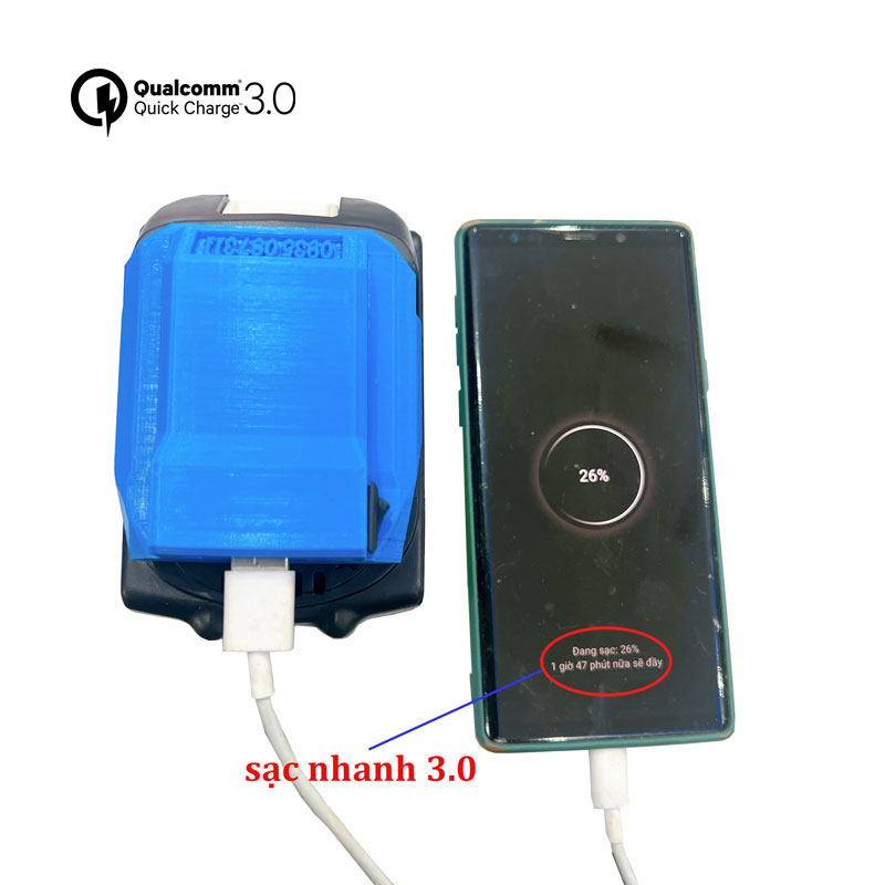 Đế chuyển pin makita ra cổng usb sạc nhanh quick charge 3.0