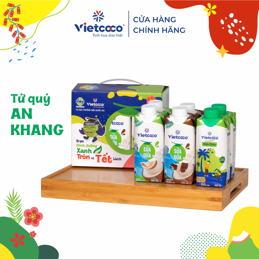 [Tết 2024. Combo 08 Tứ Quý An Khang] Combo 6 hộp sữa dừa Vietcoco UHT Vietcoco 330ml