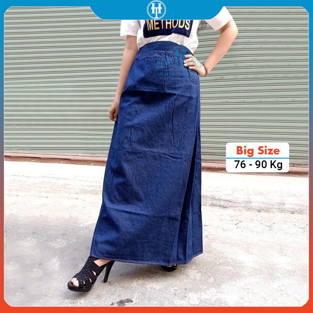 Váy Chống Nắng Bigsize Kiểu Dáng Xếp Li Vải Jean Trơn Cao Cấp Cho Nữ Dưới 90 Kg - JHT117 - H&T FASHION