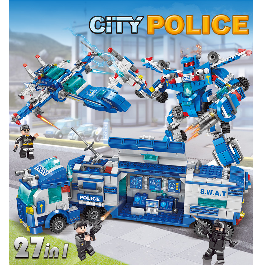 [Hoàn Tiền 10%][700 CHI TIẾT] BỘ ĐỒ CHƠI XẾP HÌNH CẢNH SÁT, Xe Oto, Robot, Máy Bay, Trực Thăng – Hàng Chuẩn