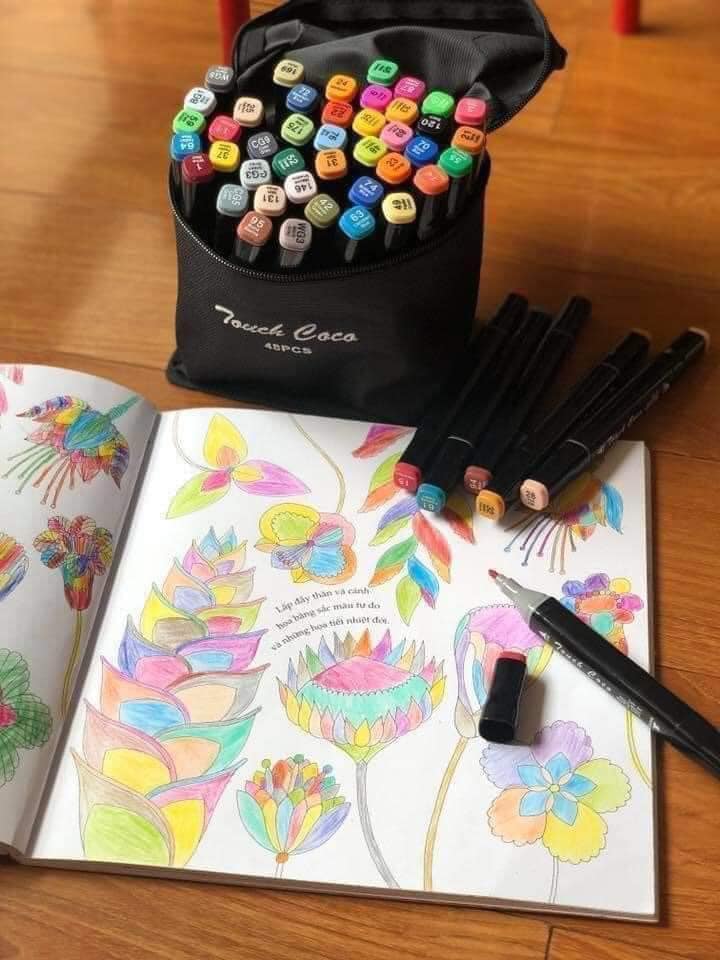 Bút màu vẽ Marker 48 màu Touch Cool tô màu dạ vẽ tranh anime