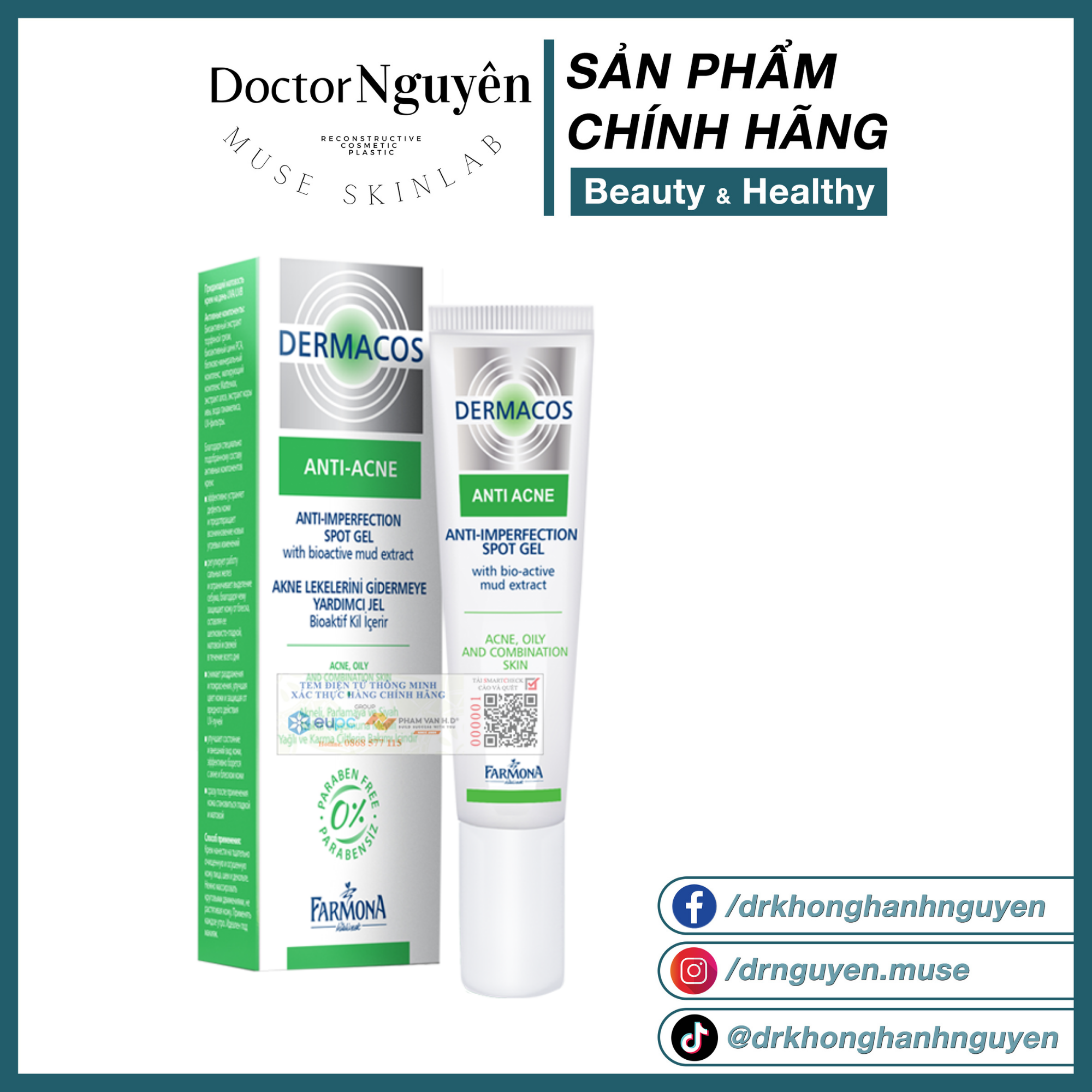 Kem Chấm Mụn Trứng Cá Dermacos Anti-Ance Anti Imperfection Spot