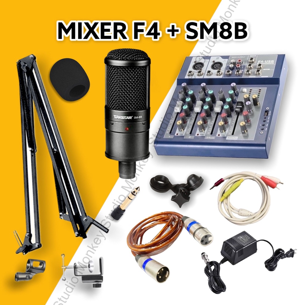 Bộ Mic Hát Livestream Mixer F4 & Mic TAKSTAR SM8B⚡BH 1 NĂM⚡Chất Lượng Cao Âm