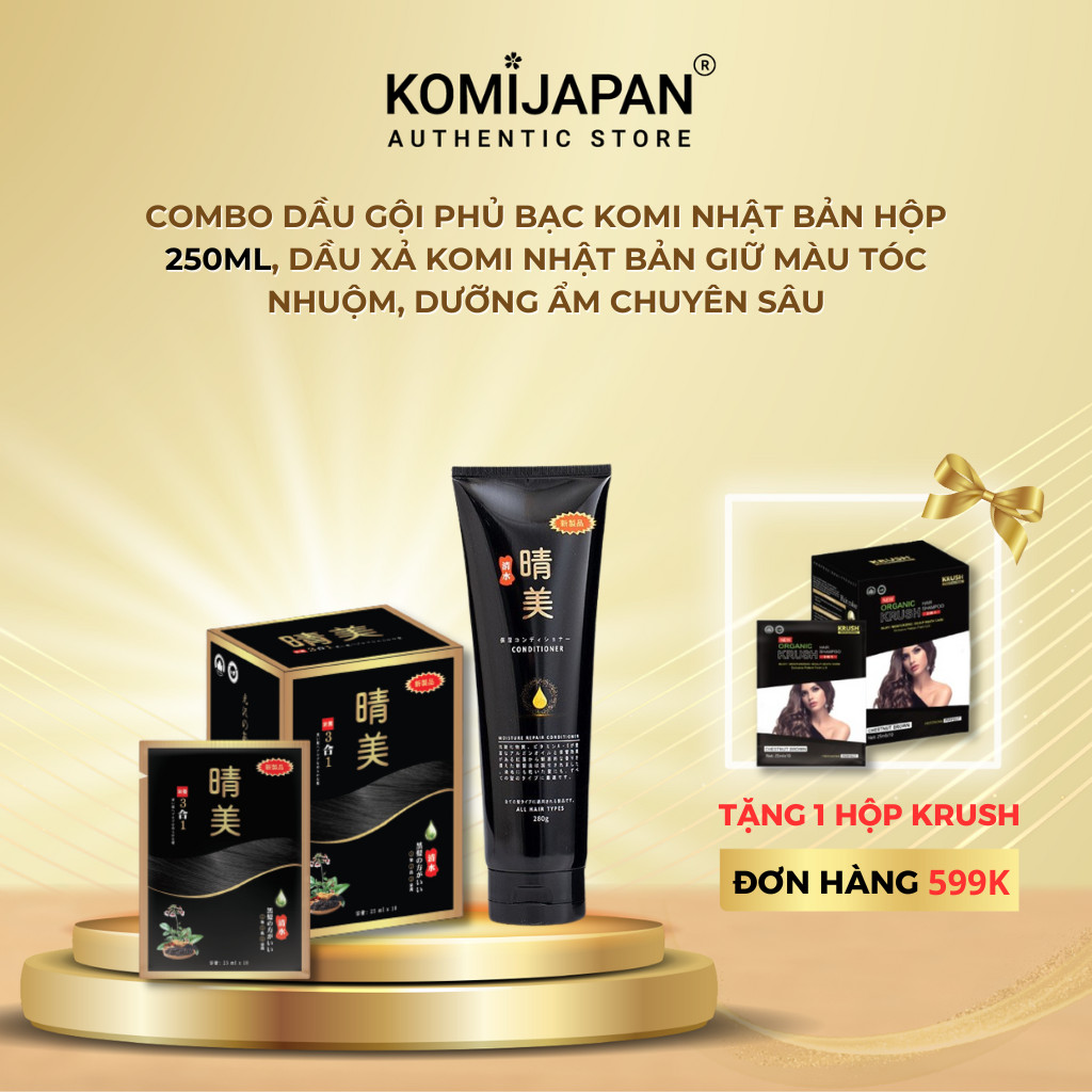 Combo gói nhuộm phủ bạc & dầu xả Komi Nhật Bản