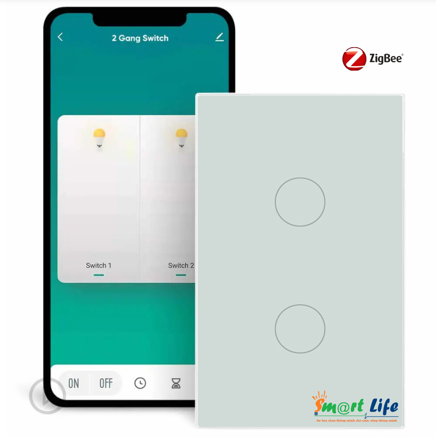 Công tắc cảm ứng thông minh cao cấp Tuya Smart Life 2 chạm kết nối ZigBee
