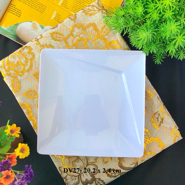 Dĩa Vuông Nhựa Melamine Màu Trắng DV28 Thương Hiệu Fataco